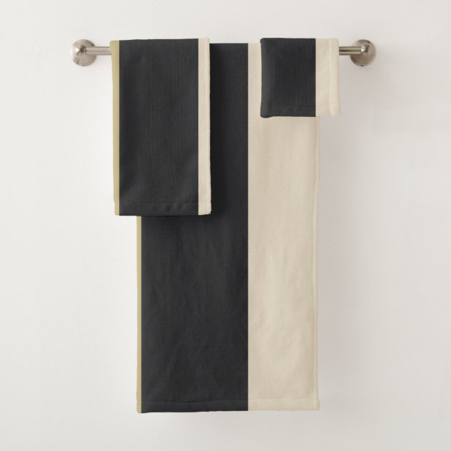 Ebony Pearl and Sand Stripes   Bath Towel Set (Insitu)