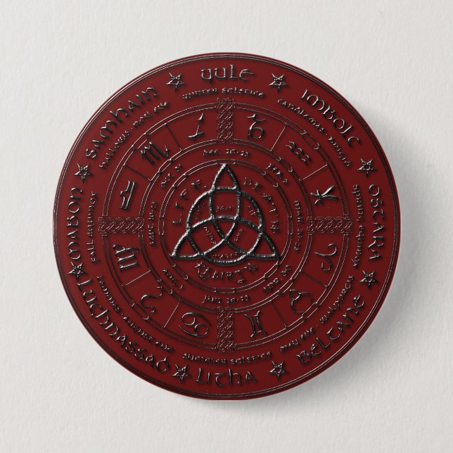 Ebony Ruby Celtic Zodiac Button (Front)
