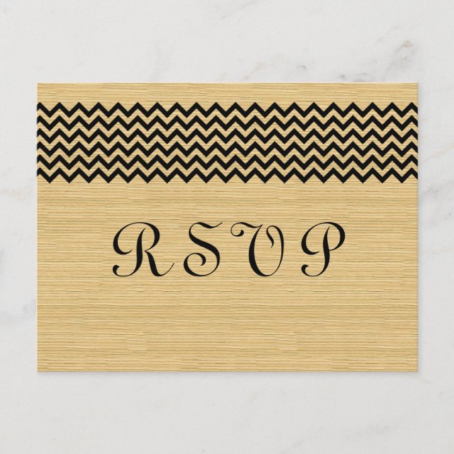 Ebony Rustic Chevron RSVP Postcard (Front)