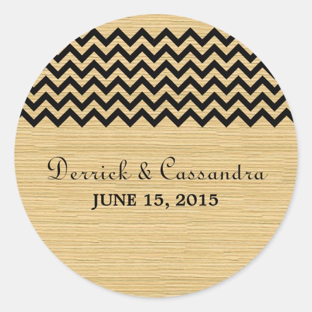 Ebony Rustic Chevron Wedding Stickers (Front)