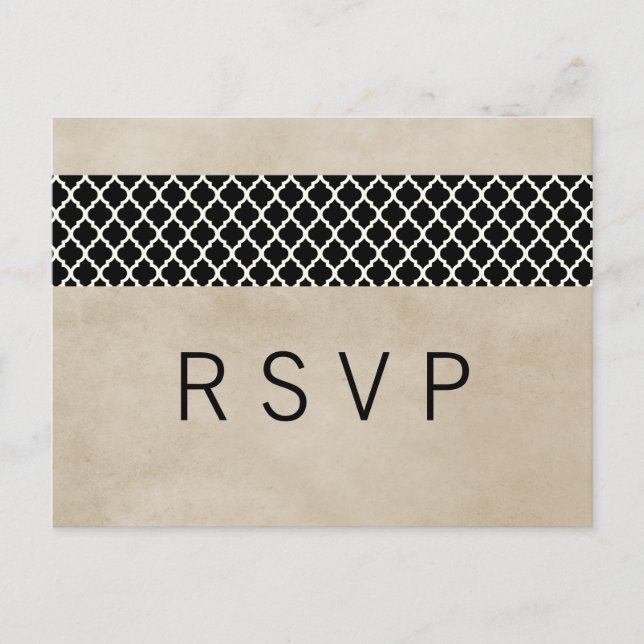 Ebony Rustic Quatrefoil RSVP Postcard (Front)