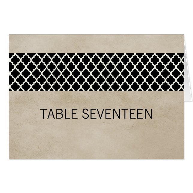 Ebony Rustic Quatrefoil Table Number Card (Front Horizontal)