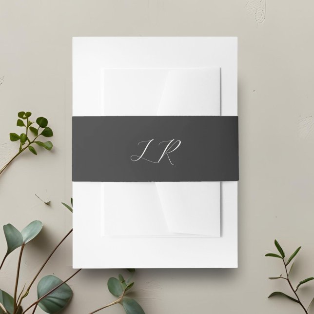 Ebony | Script Calligraphy Monogram Wedding Invitation Belly Band (Creator Uploaded)