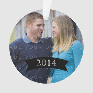 Ebony Simple Banner Holiday Photo Ornament