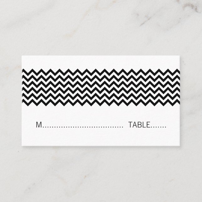 Ebony Simple Chevron Place Card (Front)