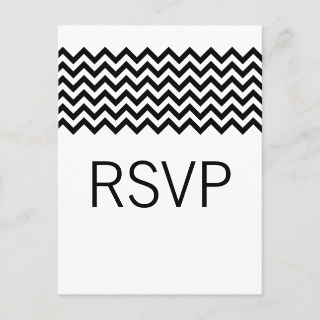 Ebony Simple Chevron RSVP Postcard (Front)