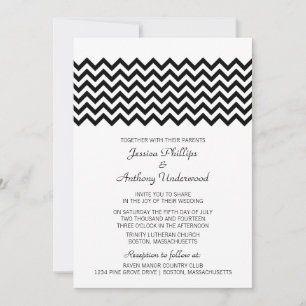 Ebony Simple Chevron Wedding Invite