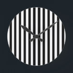 Ebony Snow Round Clock<br><div class="desc">Ebony Snow is a simple design of black and white stripes that suits all occasions and items. This image is available on a variety of other products,  just click the link below the photo near 'About this Design'.</div>