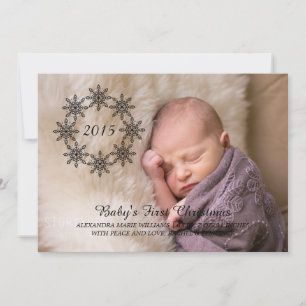 Ebony Snowflake Wreath Holiday Photo Flat Card