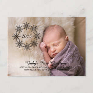 Ebony Snowflake Wreath Holiday Photo Postcard