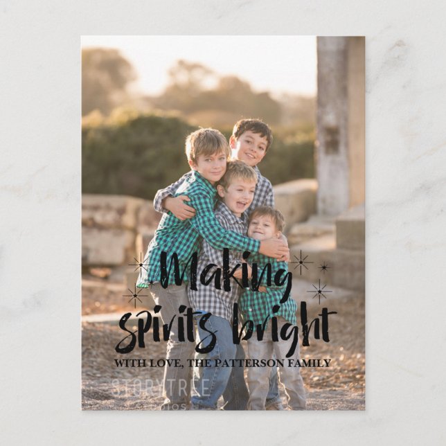 Ebony Starry Making Spirits Bright Holiday Photo Postcard (Front)