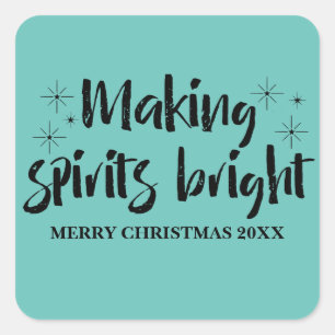 Ebony Starry Making Spirits Bright Holiday Square Sticker