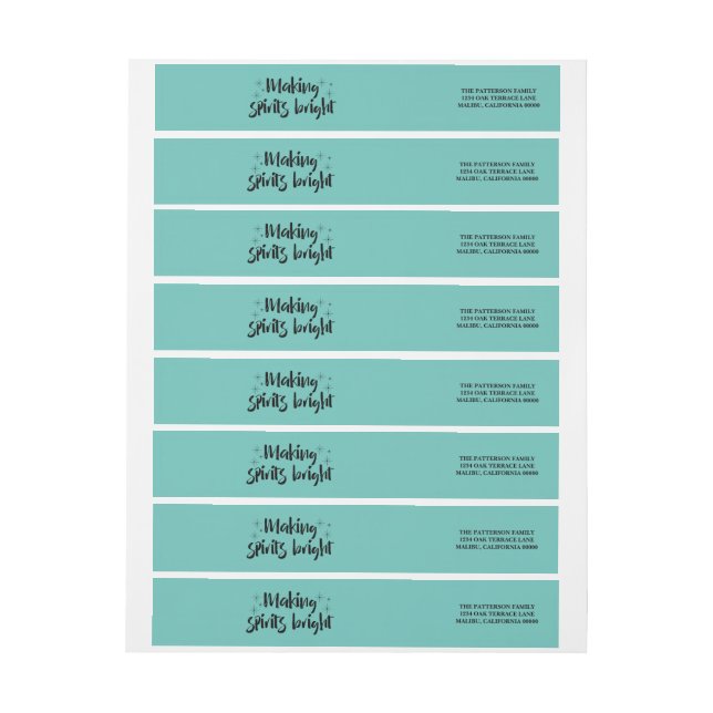 Ebony Starry Making Spirits Bright Holiday Wrap Around Label (Sheet)