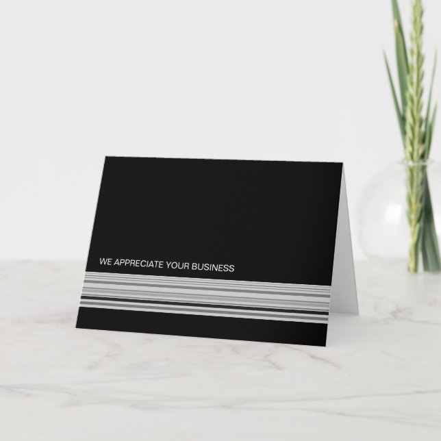 Ebony Stripes Business Thank You Card (Front)