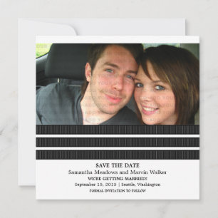 Ebony Triple Stripe Photo Save the Date Invite