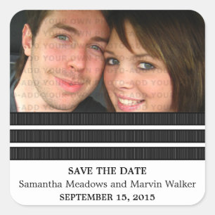 Ebony Triple Stripe Save the Date Stickers