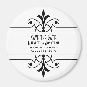 Ebony v2 Fancy Ornamental Save the Date Magnet