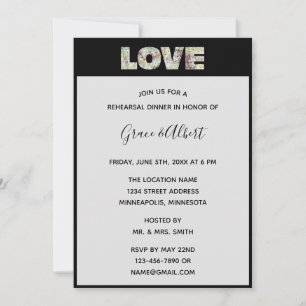 Ebony Vanilla Strawberry Hydrangeas Rehearsal  Invitation