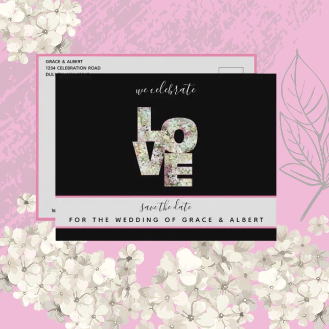  Ebony Vanilla Strawberry Hydrangeas Save the Date Postcard (Creator Uploaded)