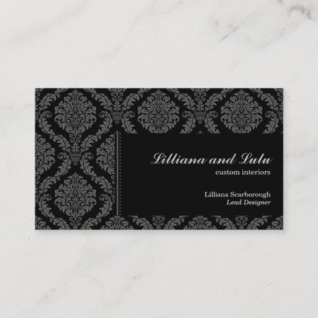 Ebony Victorian Damask Business Card (Front)