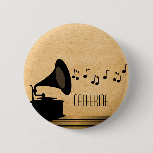 Ebony Vintage Gramophone Button