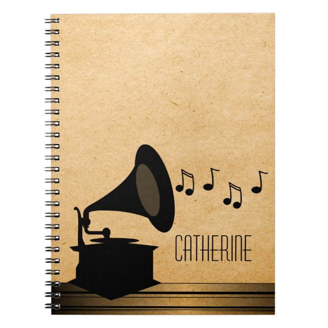 Ebony Vintage Gramophone Notebook (Front)