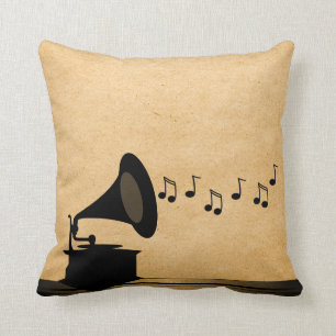 Ebony Vintage Gramophone Pillow