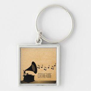 Ebony Vintage Gramophone Premium Keychain