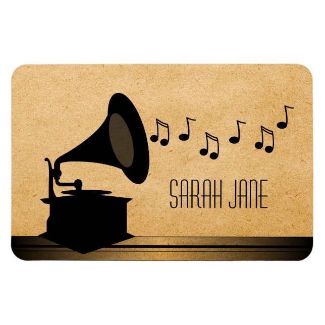 Ebony Vintage Gramophone Premium Magnet (Horizontal)