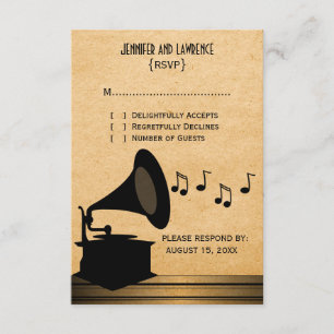 Ebony Vintage Gramophone Response Card