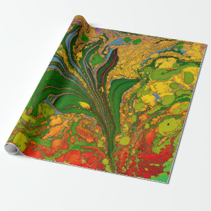 Ebru Marbling Floral Pattern Wrapping Paper