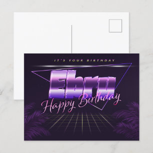 Ebru Name Vorname lila Postkarte Geburtstag Postcard