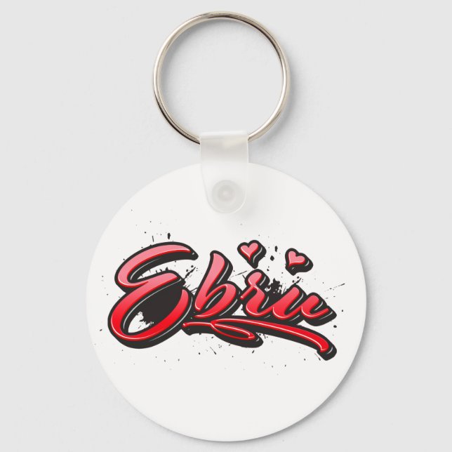 Ebru red Heart Graffiti Schlüsselanhänger Key Ring (Front)