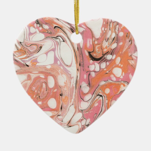 Ebru (Water Marble) Ceramic Tree Decoration (Front)