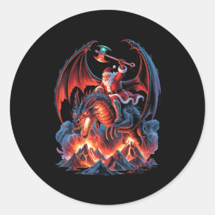 Ec Christmas Fantasy - Mmo Mystic Santa Riding Dra Classic Round Sticker