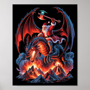 Ec Christmas Fantasy - Mmo Mystic Santa Riding Dra Poster