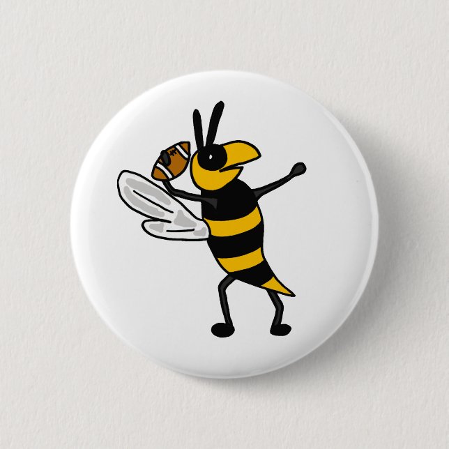 EC- Yellow Jacket Throwing Football Cartoon 6 Cm Round Badge (Front)
