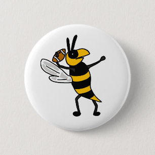 EC- Yellow Jacket Throwing Football Cartoon 6 Cm Round Badge