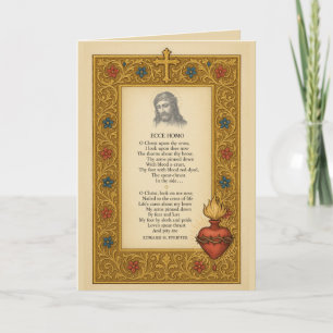 Ecce Homo Folded Holy Card Poem Sacred Heart