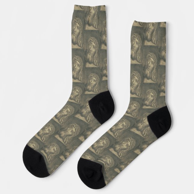 Ecce homo Holy Face of Jesus Socks (Left)