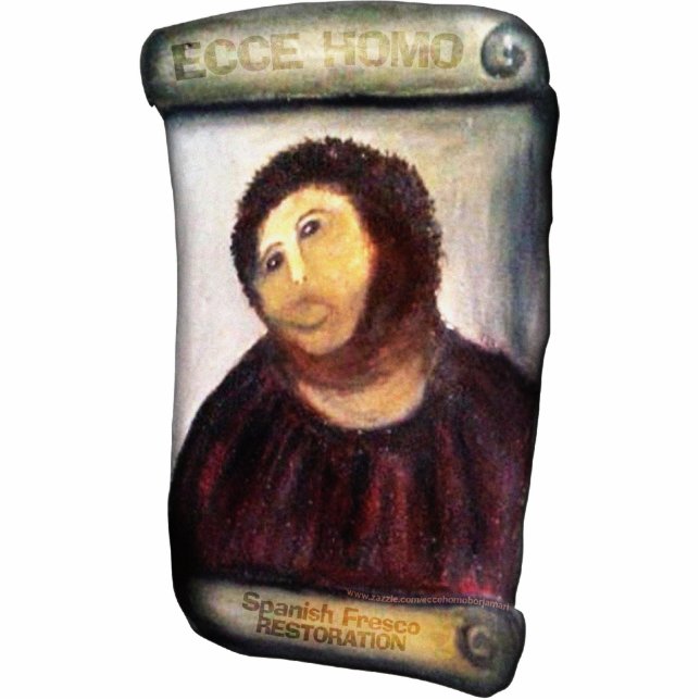 ECCE HOMO Spanish Painting Restoration Standing Photo Sculpture (Front)