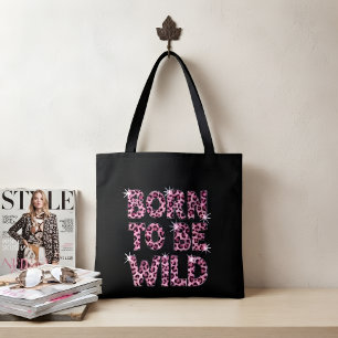 Eccentric Black Bag with Pink Leopard Quote