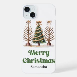 Eccentric leopard Christmas trees personalised iPhone 15 Plus Case