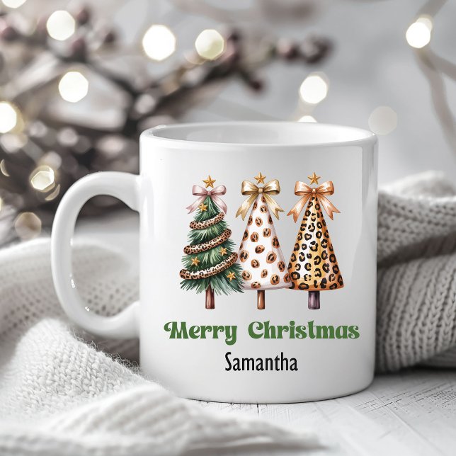 Eccentric Leopard Christmas Trees Personalized Mug (Eccentric Leopard Christmas Trees Personalized Mug)