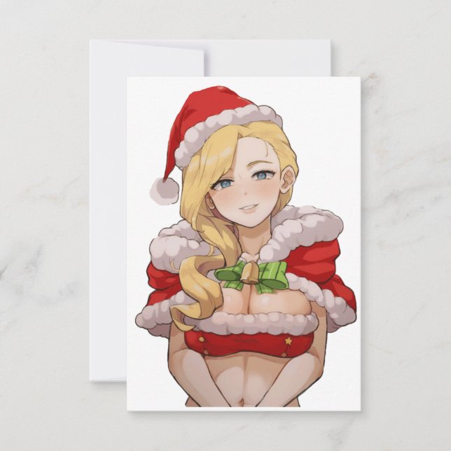 Ecchi Lady Santa Cutie Thank You Card (Front)