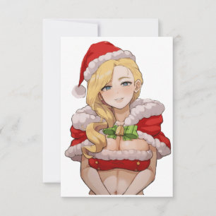 Ecchi Lady Santa Cutie Thank You Card