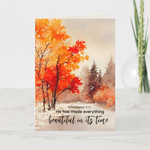 Ecclesiastes 3:11 Bible Verse Fall Watercolor Card