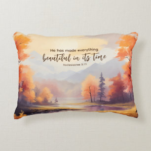 Ecclesiastes 3:11 Bible Verse Fall Watercolor Decorative Cushion