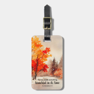 Ecclesiastes 3:11 Bible Verse Fall Watercolor Luggage Tag