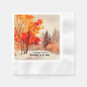 Ecclesiastes 3:11 Bible Verse Fall Watercolor  Napkin